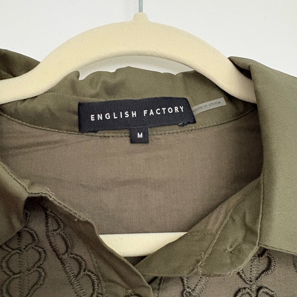 NEW WITH TAGS!!!! English Factory Olive Lace-Trim Polo Mini Dress - Picture 8 of 8